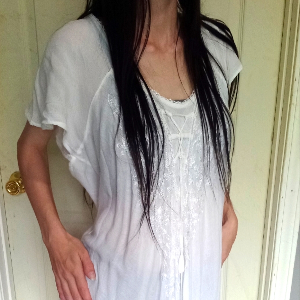 Sheer White Floor Length Fantasy Dress